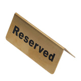 Metal Table Top Sign Strong Stainless Steel Double Sided Space Saving Gold Tabletop Sign for Party Wedding Hotel Reserved - Front View