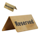 Metal Table Top Sign Strong Stainless Steel Double Sided Space Saving Gold Tabletop Sign for Party Wedding Hotel Reserved - Low Angle