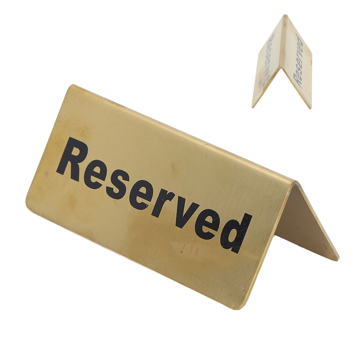 Metal Table Top Sign Strong Stainless Steel Double Sided Space Saving Gold Tabletop Sign for Party Wedding Hotel Reserved