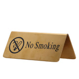 Metal Table Top Sign Strong Stainless Steel Double Sided Space Saving Gold Tabletop Sign for Party Wedding Hotel No Smoking