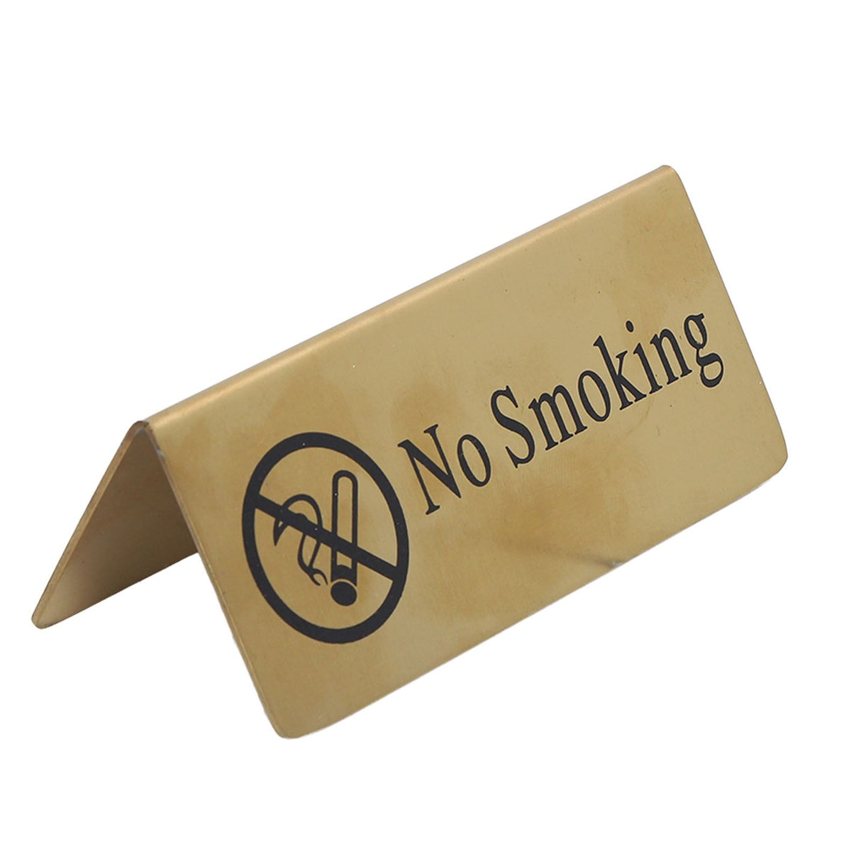 Metal Table Top Sign Strong Stainless Steel Double Sided Space Saving Gold Tabletop Sign for Party Wedding Hotel No Smoking