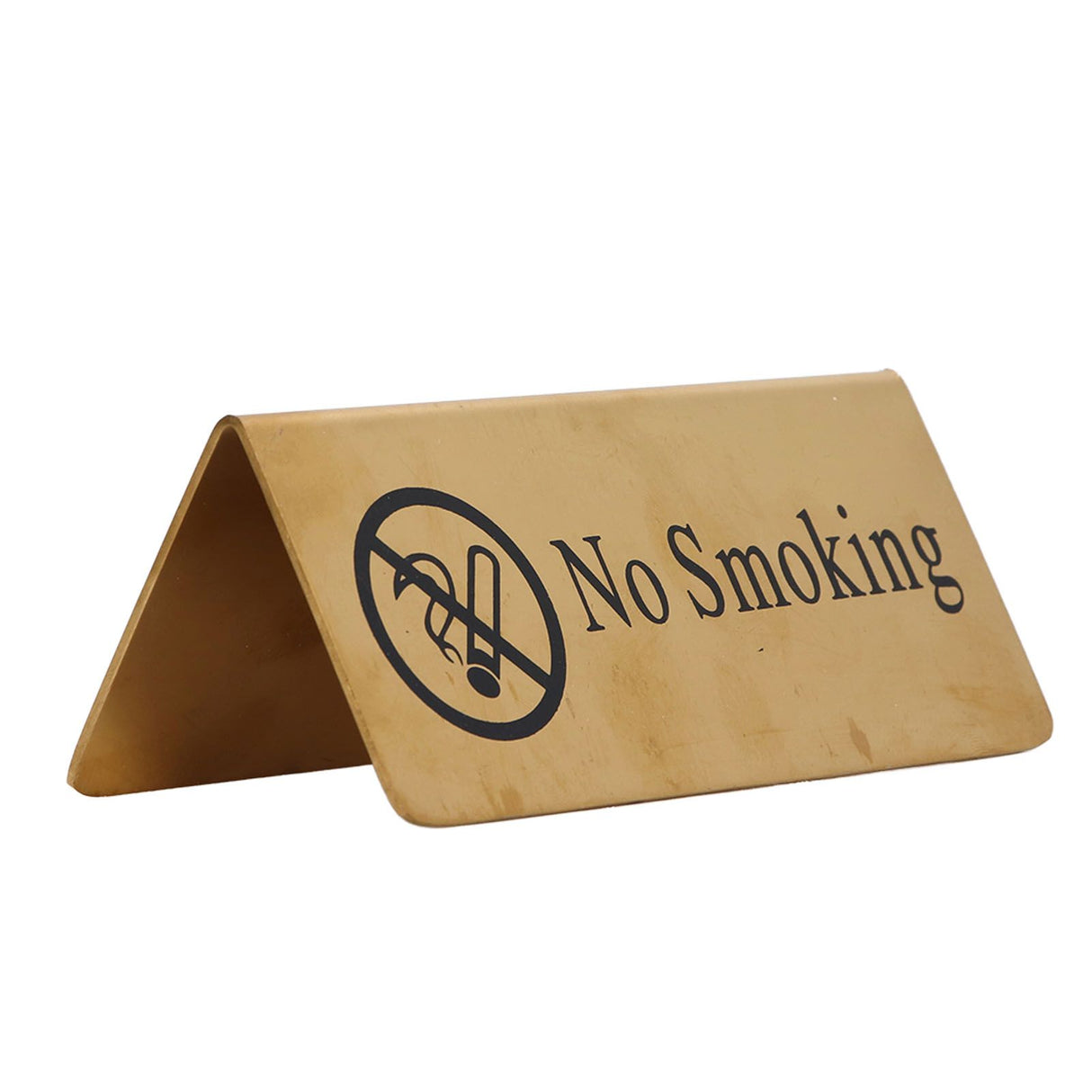 Metal Table Top Sign Strong Stainless Steel Double Sided Space Saving Gold Tabletop Sign for Party Wedding Hotel No Smoking