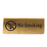 Metal Table Top Sign Strong Stainless Steel Double Sided Space Saving Gold Tabletop Sign for Party Wedding Hotel No Smoking - 45-Degree Angle