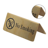 Metal Table Top Sign Strong Stainless Steel Double Sided Space Saving Gold Tabletop Sign for Party Wedding Hotel No Smoking