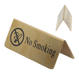 Metal Table Top Sign Strong Stainless Steel Double Sided Space Saving Gold Tabletop Sign for Party Wedding Hotel No Smoking