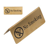 Metal Table Top Sign Strong Stainless Steel Double Sided Space Saving Gold Tabletop Sign for Party Wedding Hotel No Smoking