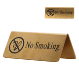 Metal Table Top Sign Strong Stainless Steel Double Sided Space Saving Gold Tabletop Sign for Party Wedding Hotel No Smoking - Extra Image