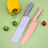 7 PCS Wheat Straw Knife Set Chef Knife Bread Knife Peeling Knife Scissors Peeler Cutter Kit with Chopping Board
