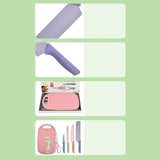 7 PCS Wheat Straw Knife Set Chef Knife Bread Knife Peeling Knife Scissors Peeler Cutter Kit with Chopping Board - Extra Image