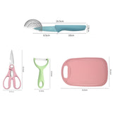 7 PCS Wheat Straw Knife Set Chef Knife Bread Knife Peeling Knife Scissors Peeler Cutter Kit with Chopping Board - Extra Image