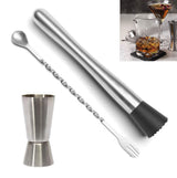 Stainless Steel Crushed Popsicle Mixing Stick Fruit Muddle Pestle Wine Supplies for Barware Tool - Rear View