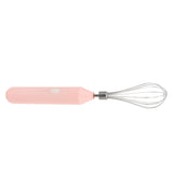 Electric Egg Beater Handheld USB Charging Milk Frother Portable Cordless Drink Mixer with Stainless Steel Whisk Pink - Top-Down View