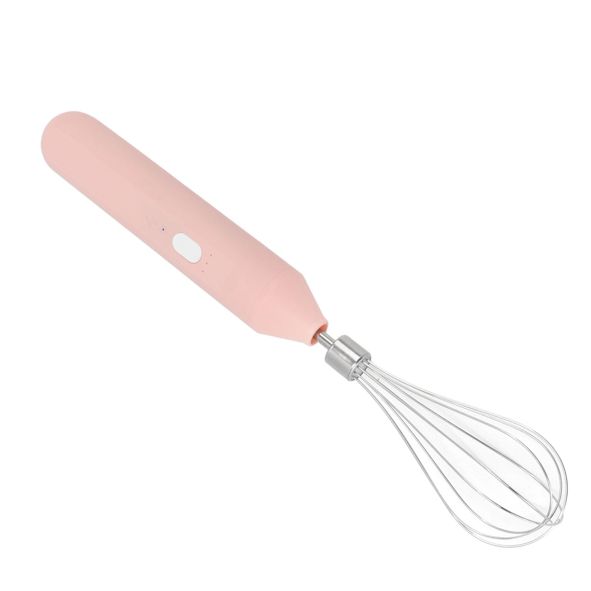 Electric Egg Beater Handheld USB Charging Milk Frother Portable Cordless Drink Mixer with Stainless Steel Whisk Pink