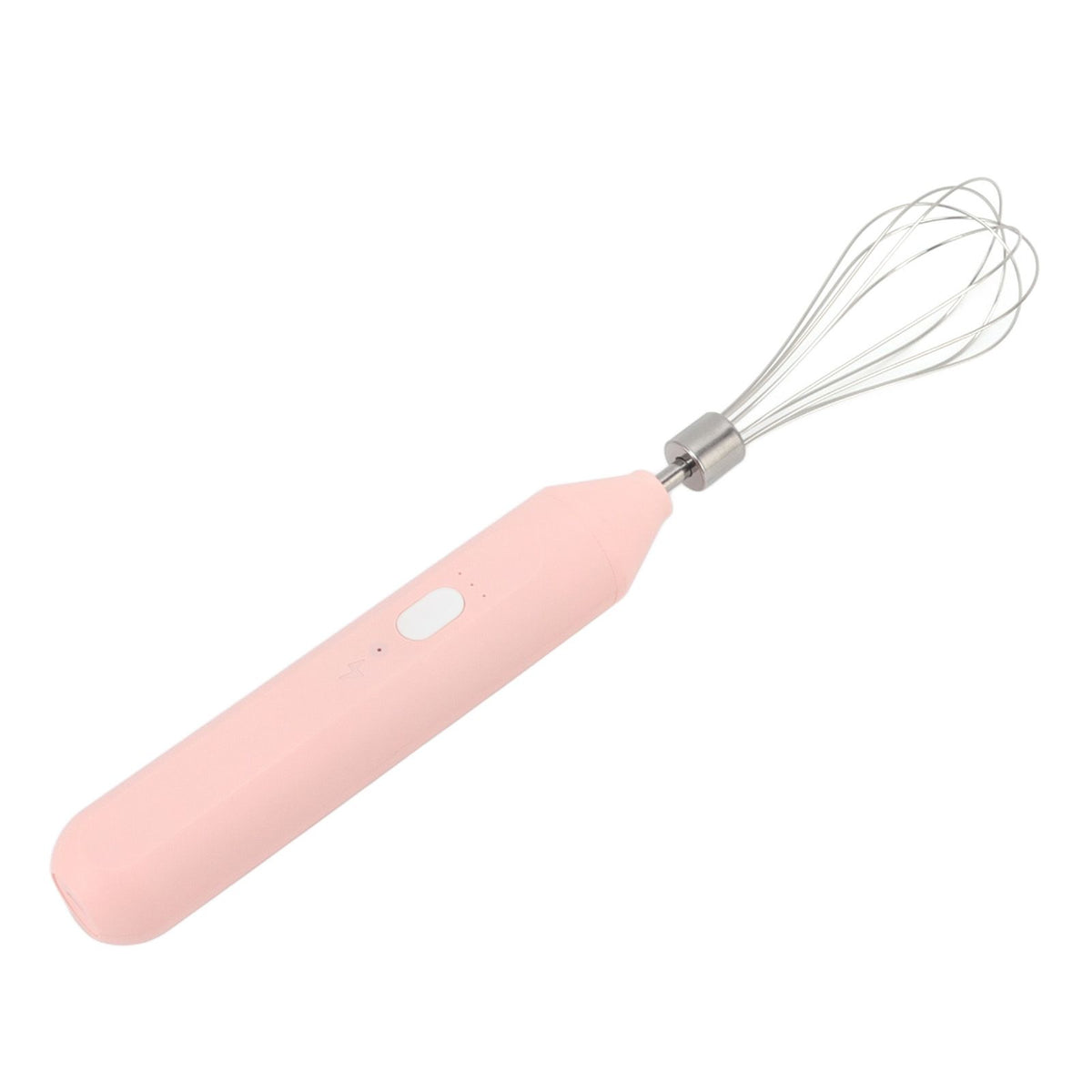 Electric Egg Beater Handheld USB Charging Milk Frother Portable Cordless Drink Mixer with Stainless Steel Whisk Pink