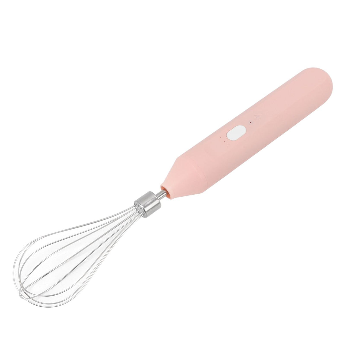Electric Egg Beater Handheld USB Charging Milk Frother Portable Cordless Drink Mixer with Stainless Steel Whisk Pink