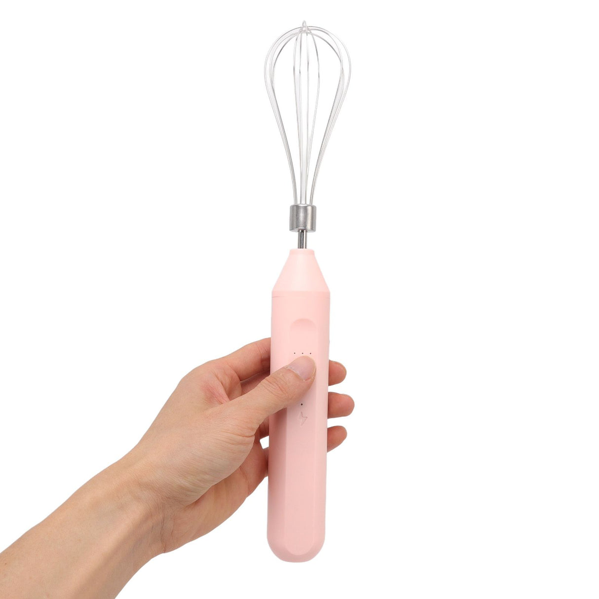 Electric Egg Beater Handheld USB Charging Milk Frother Portable Cordless Drink Mixer with Stainless Steel Whisk Pink