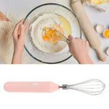 Electric Egg Beater Handheld USB Charging Milk Frother Portable Cordless Drink Mixer with Stainless Steel Whisk Pink - Extra Image