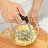 Stainless Steel Potato Masher Home Manual Potato Press Kitchen Sweet Potato Mud Mash Tool - Close-Up Angle
