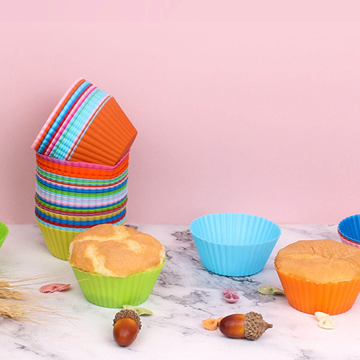 12pcs Silicone Baking Cups High Temperature Resistant Food Grade Silicone Muffin Cups for Party