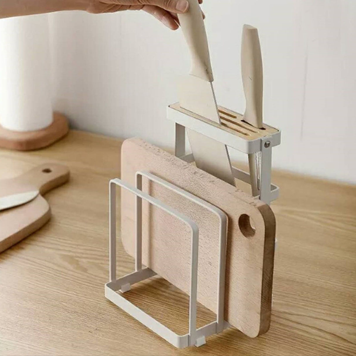 Knife Cutting Board Holder Multifunctional Pot Lid Knife Block Cutting Board Organizer for Kitchen Supplies