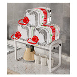 Tabletop Kitchen Storage Rack White Plastic Double Layers Telescopic Kitchen Shelf Organizer for Home Stove Basin 8512 1 - Front View