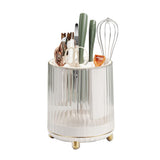 Kitchen Knife Utensil Holder Rotating Knife Block Holder with Scissors Slot Multifunctional Countertop Utensil Organizer White