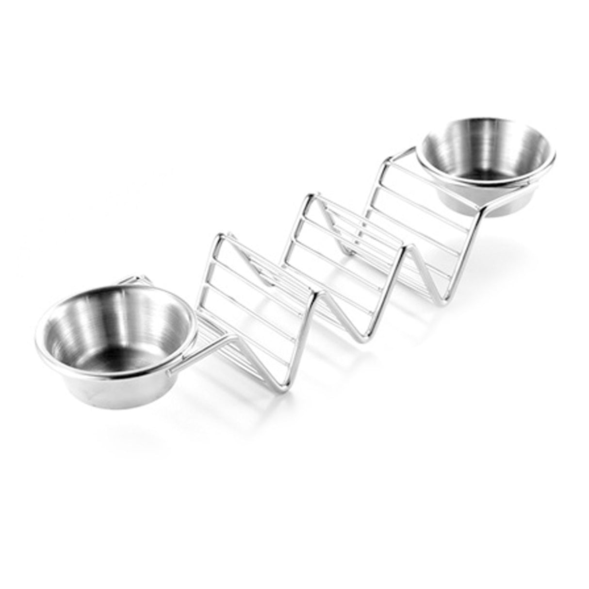 Taco Stand Stainless Steel 3 Grid V Shaped Glossy Taco Holder Rack for Kitchen Home with Double Side Sauce Cups