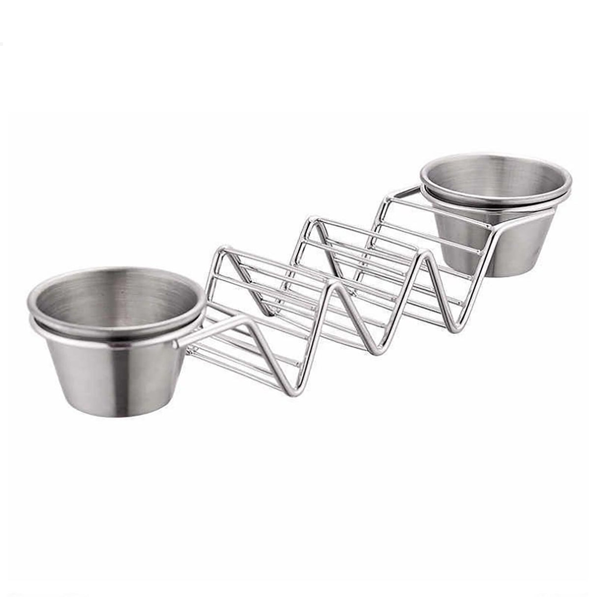 Taco Stand Stainless Steel 3 Grid V Shaped Glossy Taco Holder Rack for Kitchen Home with Double Side Sauce Cups