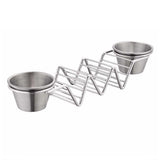 Taco Stand Stainless Steel 3 Grid V Shaped Glossy Taco Holder Rack for Kitchen Home with Double Side Sauce Cups - Side View