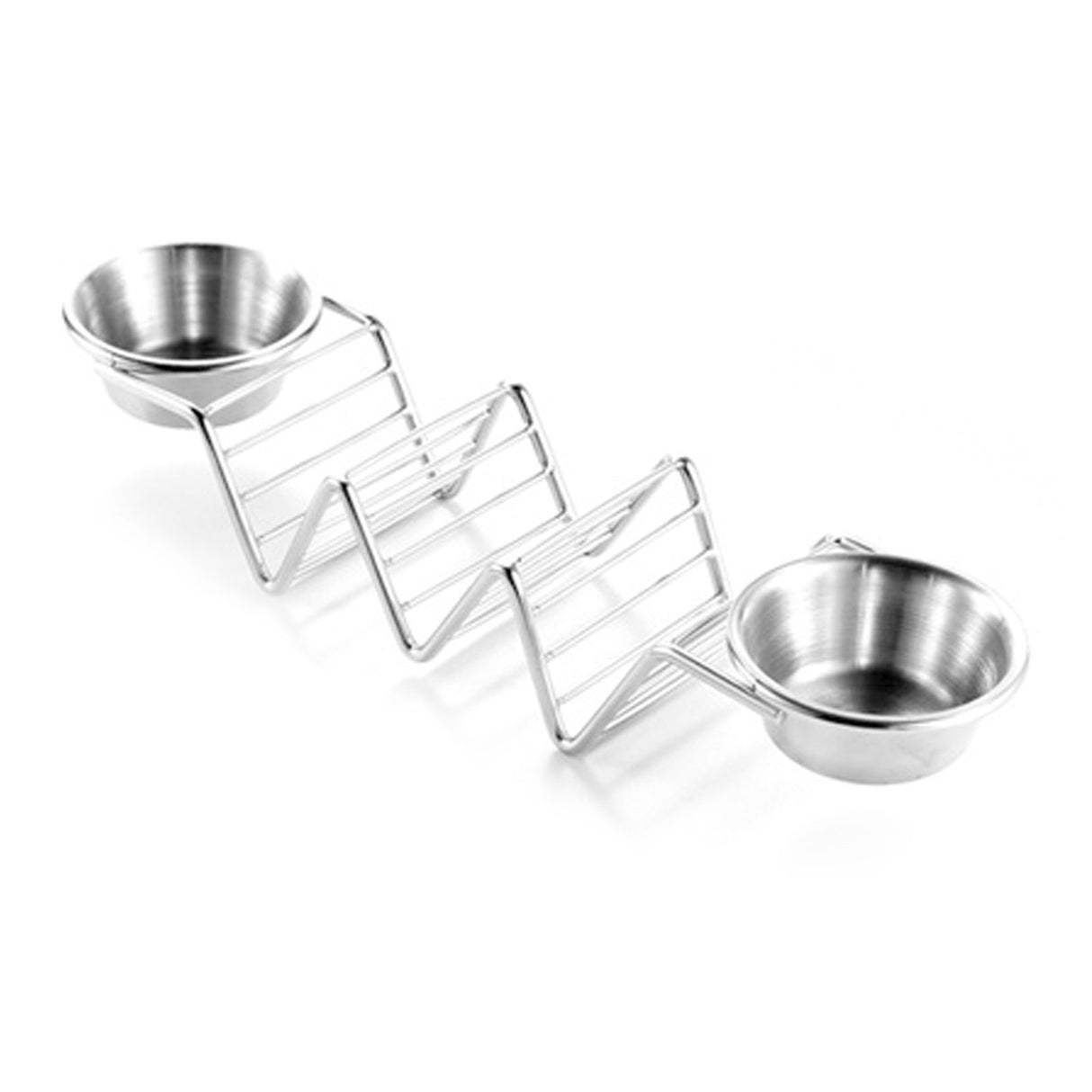 Taco Stand Stainless Steel 3 Grid V Shaped Glossy Taco Holder Rack for Kitchen Home with Double Side Sauce Cups