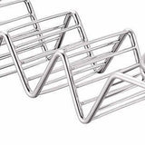 Taco Stand Stainless Steel 3 Grid V Shaped Glossy Taco Holder Rack for Kitchen Home with Double Side Sauce Cups