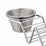 Taco Stand Stainless Steel 3 Grid V Shaped Glossy Taco Holder Rack for Kitchen Home with Double Side Sauce Cups
