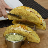 Taco Stand Stainless Steel 3 Grid V Shaped Glossy Taco Holder Rack for Kitchen Home with Double Side Sauce Cups