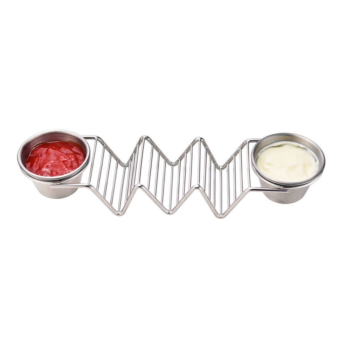 Taco Stand Stainless Steel 3 Grid V Shaped Glossy Taco Holder Rack for Kitchen Home with Double Side Sauce Cups