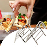 Stainless Steel V Shaped Taco Holder Corn Roll Spring Roll Taco Stand Home Pancake Food Rack 1‑2 Grids 6.3x9.5x4.5cm/2.5x3.7x1.8in