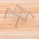 Stainless Steel V Shaped Taco Holder Corn Roll Spring Roll Taco Stand Home Pancake Food Rack 1‑2 Grids 6.3x9.5x4.5cm/2.5x3.7x1.8in - Rear View