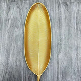 Fruit Plate Golden Style Leaf Shape Brushed Appearance Compact Density Board Serving Dessert Plate for Home S