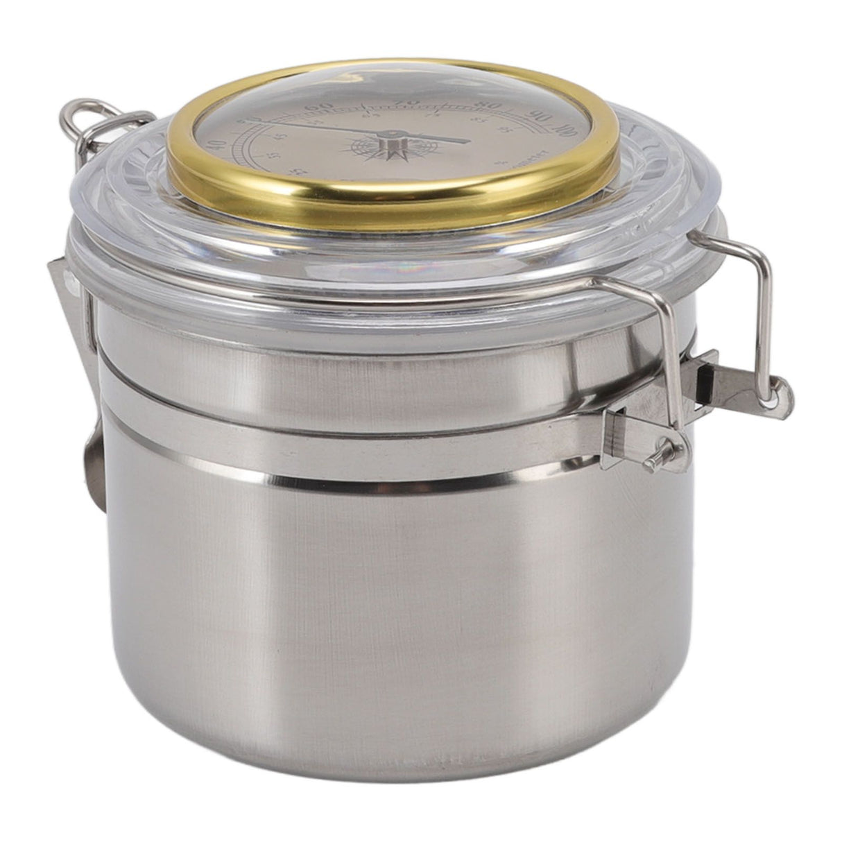 Cigar Jar Stainless Steel Silicone Ring with Hygrometer Waterproof Sealed Storage Jar for Home 96mmx103mm/3.8x4.1in