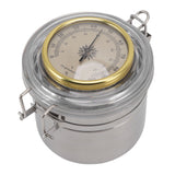 Cigar Jar Stainless Steel Silicone Ring with Hygrometer Waterproof Sealed Storage Jar for Home 96mmx103mm/3.8x4.1in