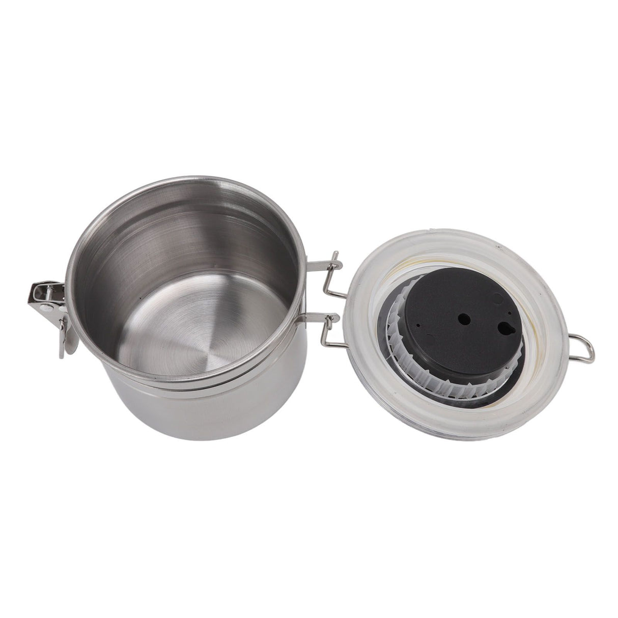 Cigar Jar Stainless Steel Silicone Ring with Hygrometer Waterproof Sealed Storage Jar for Home 96mmx103mm/3.8x4.1in