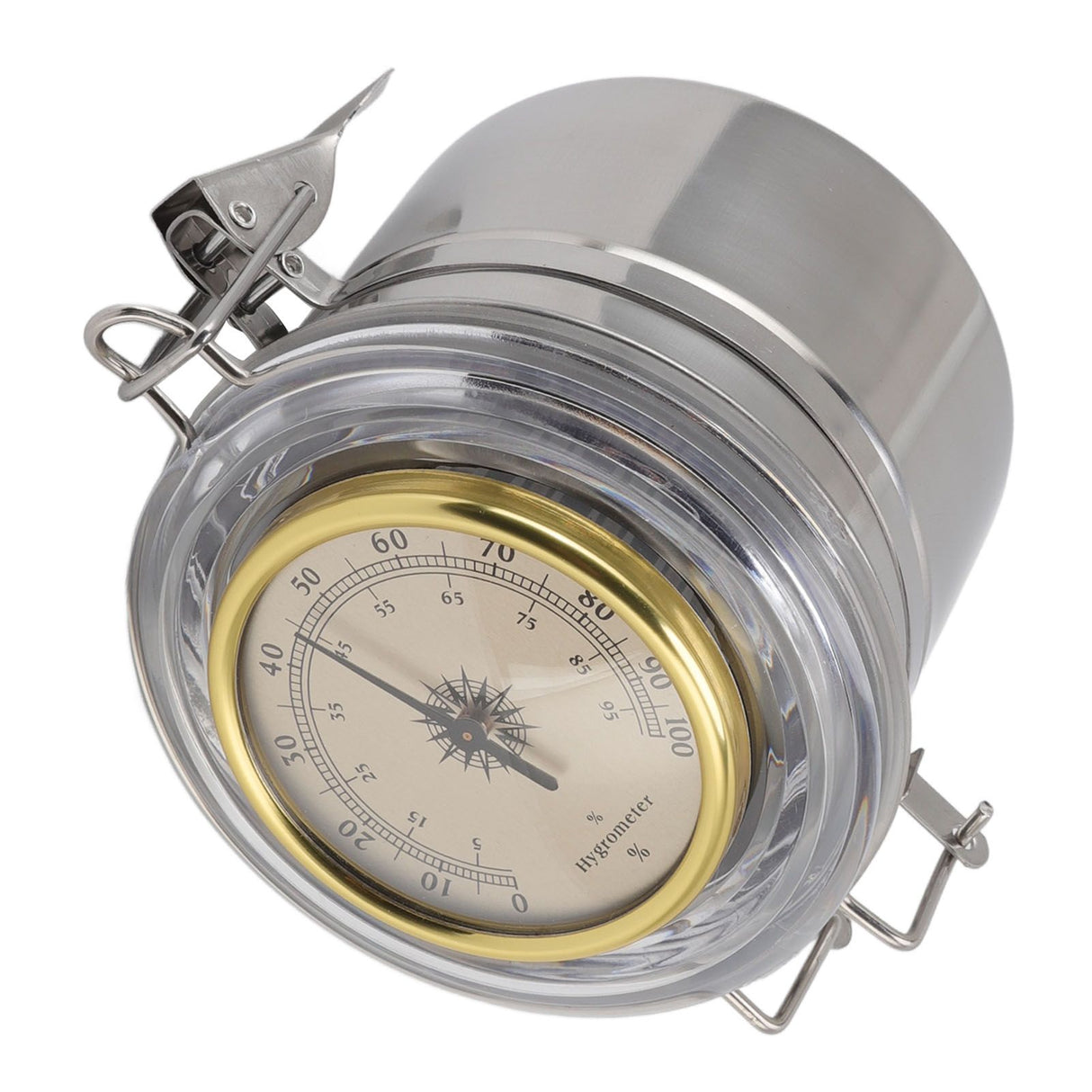 Cigar Jar Stainless Steel Silicone Ring with Hygrometer Waterproof Sealed Storage Jar for Home 96mmx103mm/3.8x4.1in