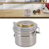 Cigar Jar Stainless Steel Silicone Ring with Hygrometer Waterproof Sealed Storage Jar for Home 96mmx103mm/3.8x4.1in