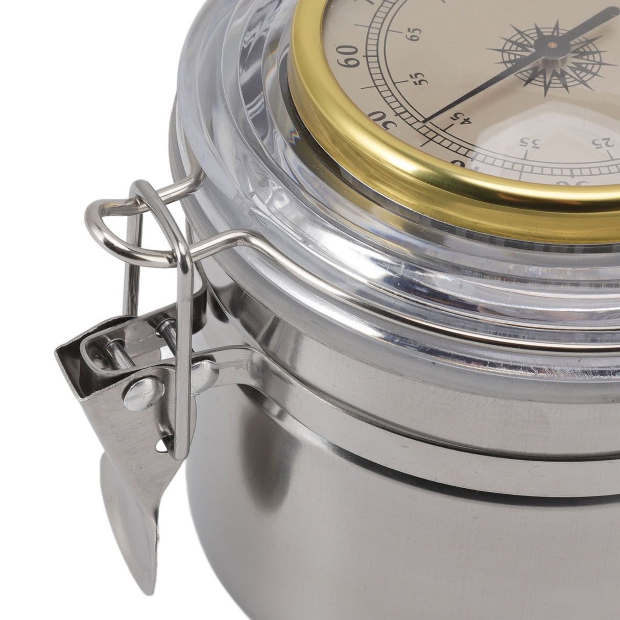Cigar Jar Stainless Steel Silicone Ring with Hygrometer Waterproof Sealed Storage Jar for Home 96mmx103mm/3.8x4.1in