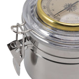 Cigar Jar Stainless Steel Silicone Ring with Hygrometer Waterproof Sealed Storage Jar for Home 96mmx103mm/3.8x4.1in