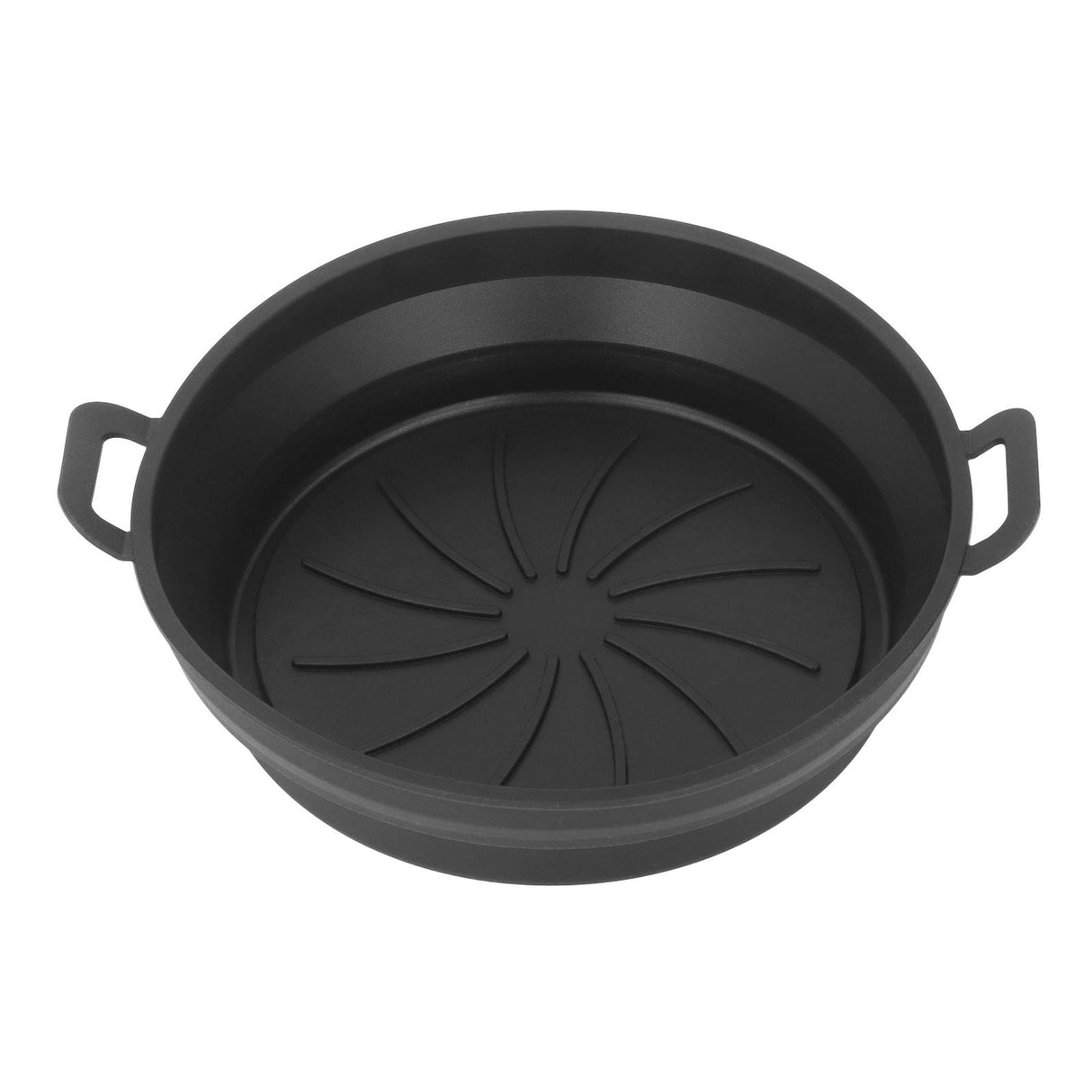 Foldable Fryer Silicone Liner Food Grade High Temperature Resistant Round Fryer Silicone Pot Black Diameter 19CM