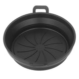 Foldable Fryer Silicone Liner Food Grade High Temperature Resistant Round Fryer Silicone Pot Black Diameter 19CM - Rear View