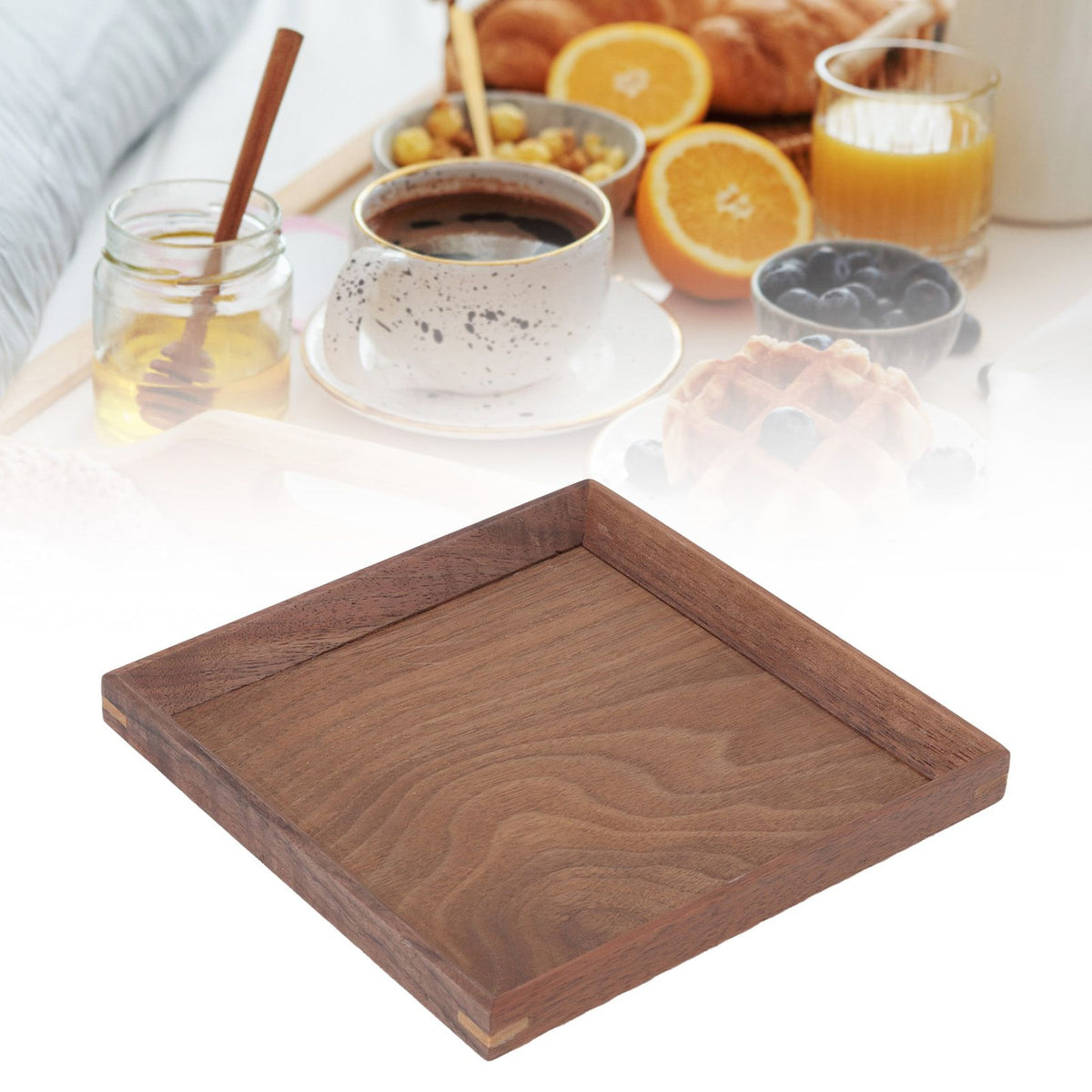 Black Walnut Tray Simple Fashion Serving Tray Serve Tea Fruit Cheese Wine Or Meals Small Square