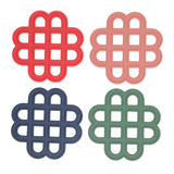 4Pcs Silicone Trivet Pad Hollow Heat Resistant Slip Resistant China Knotted Trivet Pot Mat for Kitchen Table