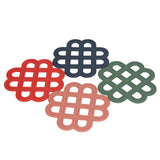 4Pcs Silicone Trivet Pad Hollow Heat Resistant Slip Resistant China Knotted Trivet Pot Mat for Kitchen Table