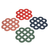 4Pcs Silicone Trivet Pad Hollow Heat Resistant Slip Resistant China Knotted Trivet Pot Mat for Kitchen Table